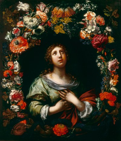 Svatá Agáta vycházející z květinové girlandy od Onorio and Scacciati Marinari